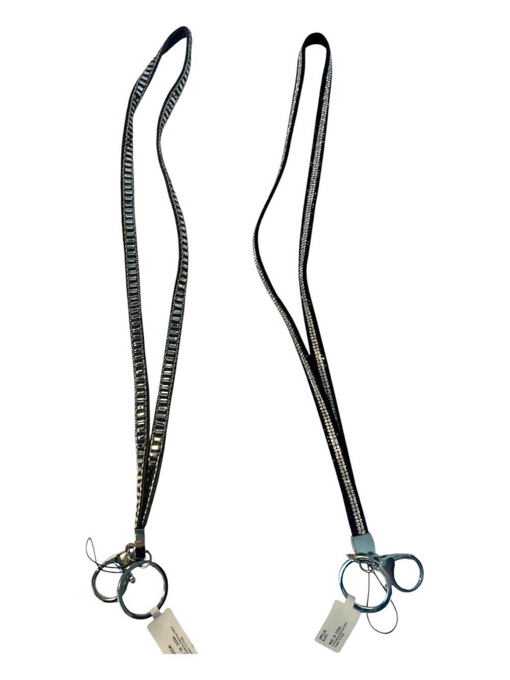 Two Black Sparkling Rhinestone Lanyards Key & Card Holders. New with tags.